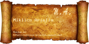 Miklics Ariella névjegykártya